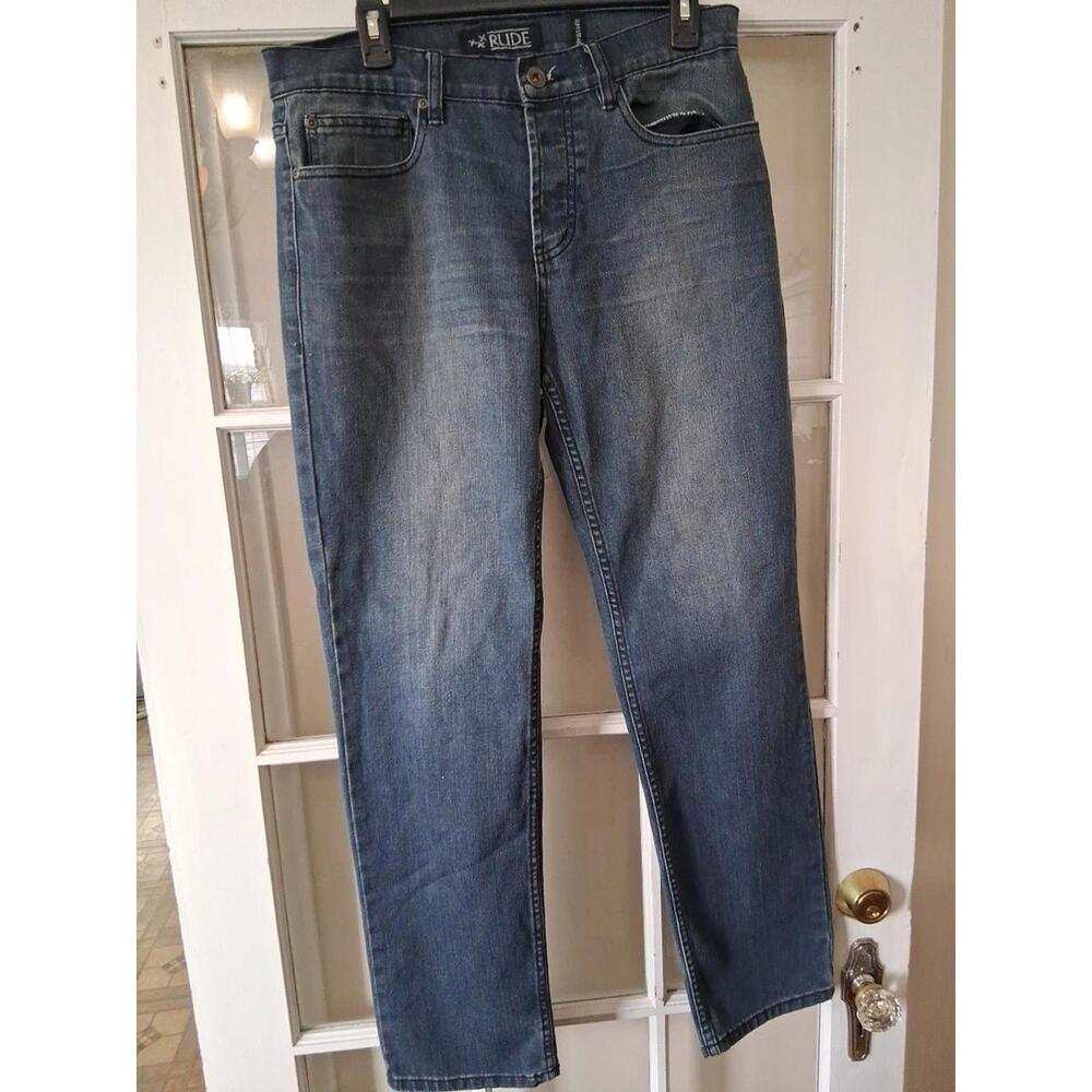 Rude 30x32 Slim Straight Faded Black Jeans cotton stretch C1
